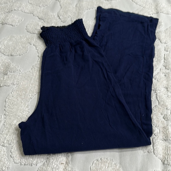 Bodyglove navy blue linen like pull on pants. Size small - Picture 2 of 6